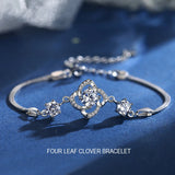 S925 Silver Lucky Clover Charm Bracelet Four Leaf Clover Bracelet