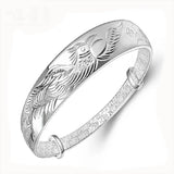 S925 Silver Lucky Phoenix Bird Bracelet Bangle for Women