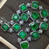 S925 Silver Dazzling CZ Emerald Pendant Necklace for Women
