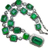 S925 Silver Dazzling CZ Emerald Pendant Necklace for Women