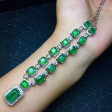 S925 Silver Dazzling CZ Emerald Pendant Necklace for Women