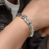 S925 Silver Punk Style Hip-hop Bracelet Men's Retro Thai Silver Gift
