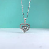 S925 Silver Moissanite Heart Pendant Necklace 1ct Hollow Heart Clavicle Necklace