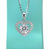 S925 Silver Moissanite Heart Pendant Necklace 1ct Hollow Heart Clavicle Necklace