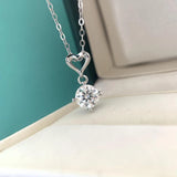 S925 Silver Moissanite Heart Necklace 18K Filled D Moissanita Diamond Clavicle