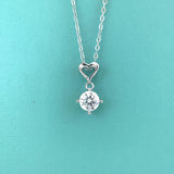 S925 Silver Moissanite Heart Necklace 18K Filled D Moissanita Diamond Clavicle