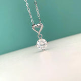 S925 Silver Moissanite Heart Necklace 18K Filled D Moissanita Diamond Clavicle