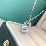 S925 Silver Moissanite Lock Pendant Necklace 1ct D Moissanite Diamond
