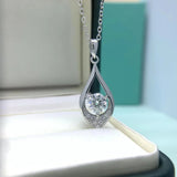 S925 Silver Moissanite Water Drop Necklace 0.5-1ct D Moissanite Diamond