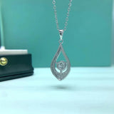 S925 Silver Moissanite Water Drop Necklace 0.5-1ct D Moissanite Diamond