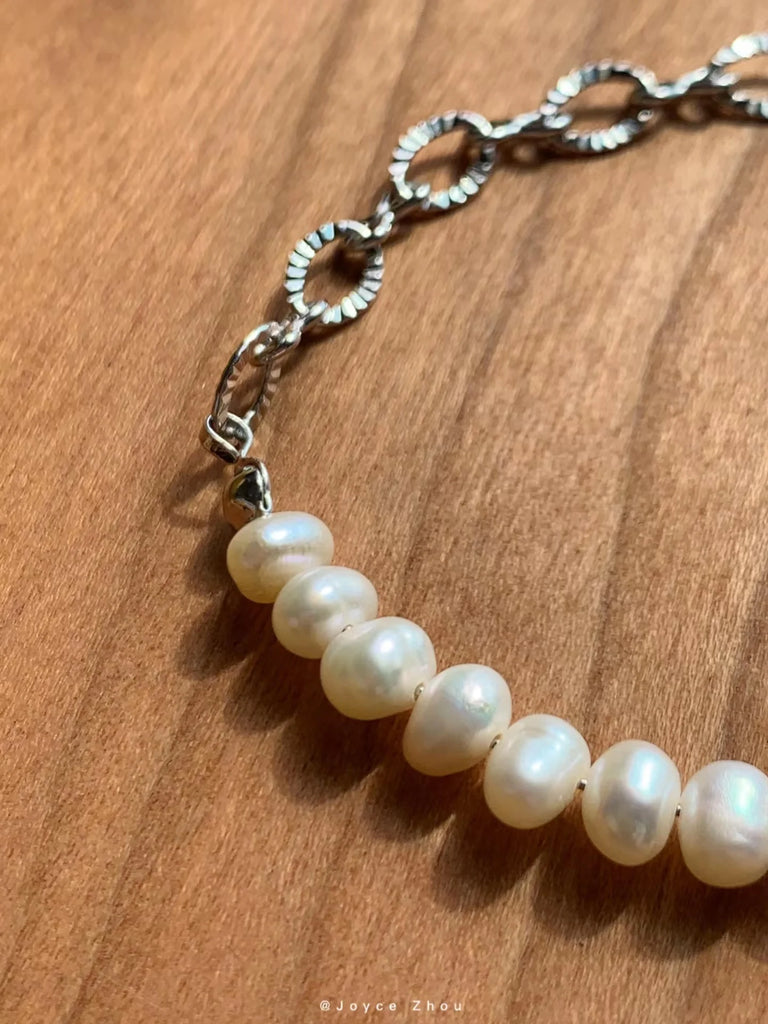 S925 Silver Freshwater Pearl Bracelet Vintage Woman Birthday Gift