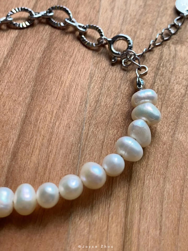 S925 Silver Freshwater Pearl Bracelet Vintage Woman Birthday Gift