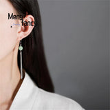 S925 Silver Hetian Jade Tassel Earrings Charms for Women
