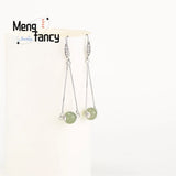 S925 Silver Natural Hetian Jade Earrings Charms Fine Jewelry for Women