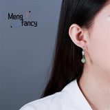 S925 Silver Natural Hetian Jade Temperament Earrings Charms Fine Jewelry