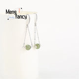 S925 Silver Natural Hetian Jade Earrings Charms Fine Jewelry for Women