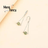 S925 Silver Natural Hetian Jade Earrings Charms Fine Jewelry for Women