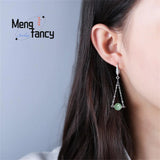 S925 Silver Natural Hetian Jade Earrings Charms Fine Jewelry for Women