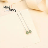 S925 Silver Hetian Jade Temperament Earrings Fine Jewelry for Women