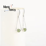 S925 Silver Natural Hetian Jade Earrings Charms Fine Jewelry for Women