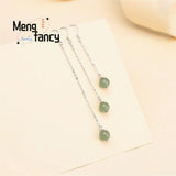 S925 Silver Hetian Jade Temperament Earrings Fine Jewelry for Women