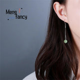 S925 Silver Hetian Jade Temperament Earrings Fine Jewelry for Women