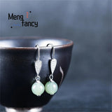 S925 Silver Natural Hetian Jade Temperament Earrings Charms Fine Jewelry