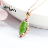 S925 Silver Hetian Jade Water Drop Pendant Charms Jewelry