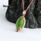 S925 Silver Hetian Jade Water Drop Pendant Charms Jewelry