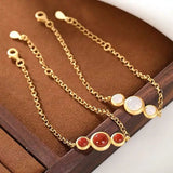 S925 Silver Hotan Yunan Vintage Three Stones Chain Bracelet Women
