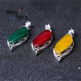 S925 Silver Ice Chalcedony Pendant Charms Jade Fine Jewelry