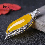 S925 Silver Ice Chalcedony Pendant Charms Jade Fine Jewelry