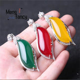 S925 Silver Ice Chalcedony Pendant Charms Jade Fine Jewelry