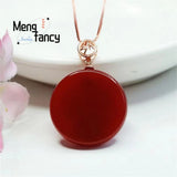 S925 Silver Red Agate Pendant Charm Fine Jewelry Men Women Amulet Necklace