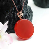 S925 Silver Red Agate Pendant Charm Fine Jewelry Men Women Amulet Necklace