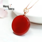 S925 Silver Red Agate Pendant Charm Fine Jewelry Men Women Amulet Necklace