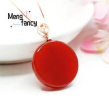 S925 Silver Red Agate Pendant Charm Fine Jewelry Men Women Amulet Necklace