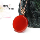 S925 Silver Red Agate Pendant Charm Fine Jewelry Men Women Amulet Necklace