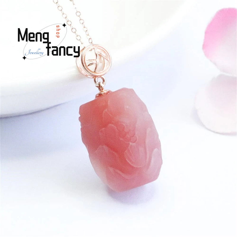 S925 Silver Agate Peony Pendant Retro Charms Fine Jewelry Necklace