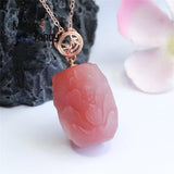 S925 Silver Agate Peony Pendant Retro Charms Fine Jewelry Necklace