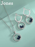 S925 Silver Horse Eye Zirconia Necklace Earrings Set
