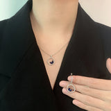 S925 Silver Horse Eye Zirconia Necklace Earrings Set