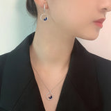 S925 Silver Horse Eye Zirconia Necklace Earrings Set