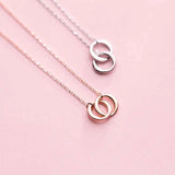 S925 Silver Necklace Intertwined Circles Pendant Classic Clavicle Chain