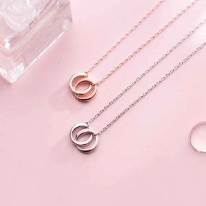 S925 Silver Necklace Intertwined Circles Pendant Classic Clavicle Chain