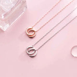 S925 Silver Necklace Intertwined Circles Pendant Classic Clavicle Chain