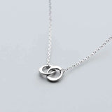 S925 Silver Necklace Intertwined Circles Pendant Classic Clavicle Chain