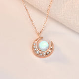 S925 Silver Necklace Dawn Moonstone Pendant Clavicle Chain