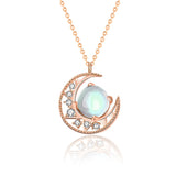 S925 Silver Necklace Dawn Moonstone Pendant Clavicle Chain