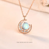 S925 Silver Necklace Dawn Moonstone Pendant Clavicle Chain